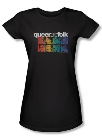 Queer As Folk Juniors Shirt Cast Black T-shirt Tee