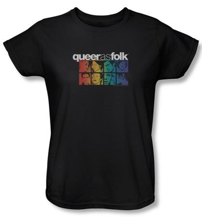 Queer As Folk Ladies Shirt Cast Black T-Shirt Tee