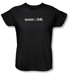 Queer As Folk Ladies Shirt Logo Black T-Shirt Tee