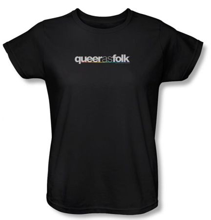 Queer As Folk Ladies Shirt Logo Black T-Shirt Tee