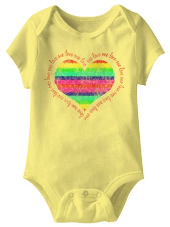 Rainbow One Love Funny Baby Romper Yellow Infant Babies Creeper