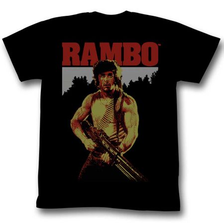 Rambo Shirt Faded Photo Black T-Shirt