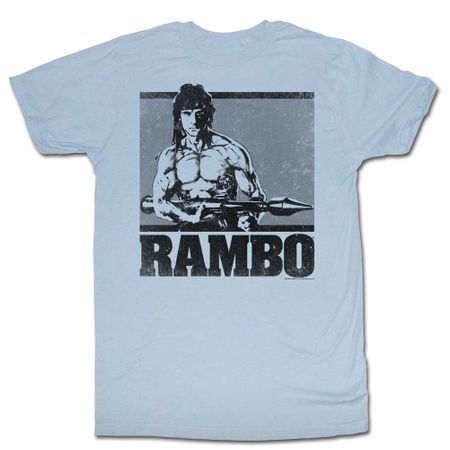 Rambo Shirt Rocket Launcher Light Blue T-Shirt