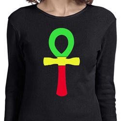Rasta Ankh Ladies Long Sleeve Shirt