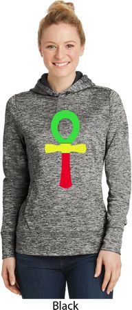 Rasta Ankh Ladies Moisture Wicking Hoodie