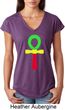 Rasta Ankh Ladies Tri Blend V-Neck Shirt