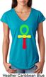 Rasta Ankh Ladies Tri Blend V-Neck Shirt