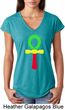 Rasta Ankh Ladies Tri Blend V-Neck Shirt
