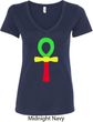 Rasta Ankh Ladies V-Neck Shirt