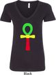 Rasta Ankh Ladies V-Neck Shirt