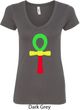 Rasta Ankh Ladies V-Neck Shirt