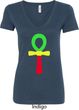 Rasta Ankh Ladies V-Neck Shirt