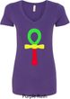 Rasta Ankh Ladies V-Neck Shirt