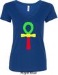 Rasta Ankh Ladies V-Neck Shirt