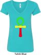 Rasta Ankh Ladies V-Neck Shirt