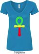 Rasta Ankh Ladies V-Neck Shirt