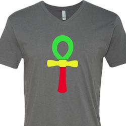 Rasta Ankh Mens V-Neck Shirt Rasta Ankh Mens V-Neck Shirt