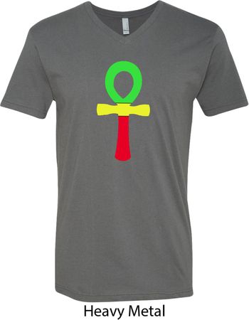 Rasta Ankh Mens V-Neck Shirt