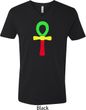 Rasta Ankh Mens V-Neck Shirt