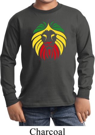 Rasta Lion Head Kids Long Sleeve Shirt