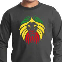 Rasta Lion Head Kids Long Sleeve Shirt