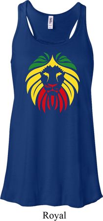 Rasta Lion Head Ladies Flowy Racerback Tanktop