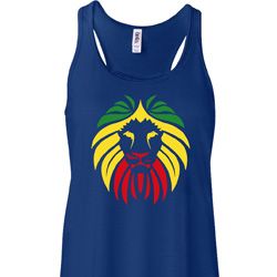 Rasta Lion Head Ladies Flowy Racerback Tanktop Rasta Lion Head Ladies Flowy Racerback Tanktop