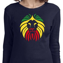 Rasta Lion Head Ladies Long Sleeve Shirt Rasta Lion Head Ladies Long Sleeve Shirt