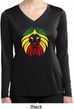 Rasta Lion Head Ladies Moisture Wicking Long Sleeve Shirt