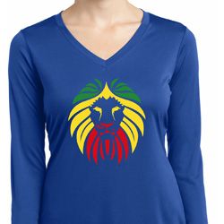 Rasta Lion Head Ladies Moisture Wicking Long Sleeve Shirt Rasta Lion Head Ladies Moisture Wicking Long Sleeve Shirt