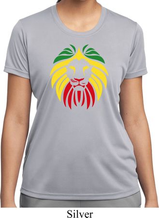 Rasta Lion Head Ladies Moisture Wicking Shirt
