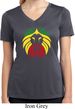 Rasta Lion Head Ladies Moisture Wicking V-neck Shirt