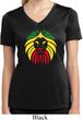 Rasta Lion Head Ladies Moisture Wicking V-neck Shirt