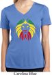 Rasta Lion Head Ladies Moisture Wicking V-neck Shirt