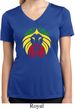 Rasta Lion Head Ladies Moisture Wicking V-neck Shirt