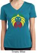 Rasta Lion Head Ladies Moisture Wicking V-neck Shirt
