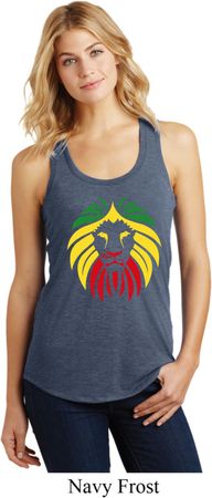 Rasta Lion Head Ladies Racerback Tank Top