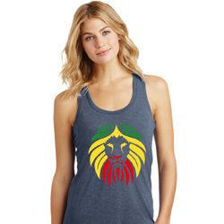 Rasta Lion Head Ladies Racerback Tank Top Rasta Lion Head Ladies Racerback Tank Top