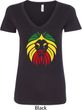 Rasta Lion Head Ladies V-Neck Shirt