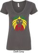 Rasta Lion Head Ladies V-Neck Shirt