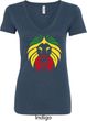 Rasta Lion Head Ladies V-Neck Shirt