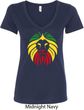Rasta Lion Head Ladies V-Neck Shirt
