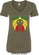 Rasta Lion Head Ladies V-Neck Shirt