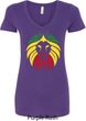 Rasta Lion Head Ladies V-Neck Shirt