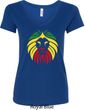 Rasta Lion Head Ladies V-Neck Shirt