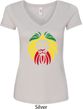 Rasta Lion Head Ladies V-Neck Shirt