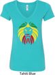 Rasta Lion Head Ladies V-Neck Shirt