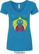 Rasta Lion Head Ladies V-Neck Shirt
