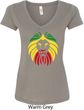 Rasta Lion Head Ladies V-Neck Shirt