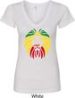 Rasta Lion Head Ladies V-Neck Shirt